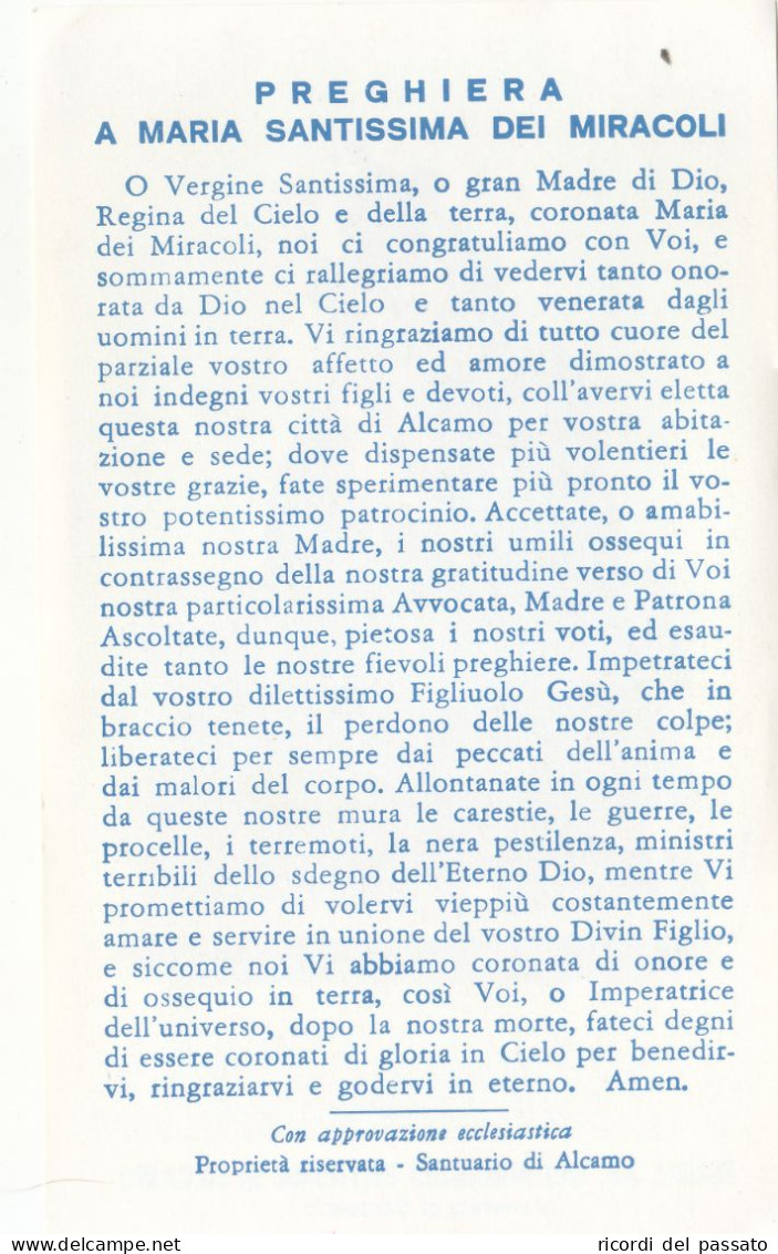 Santino Maria Ss.dei Miracoli Patrona Di Alcamo - Andachtsbilder