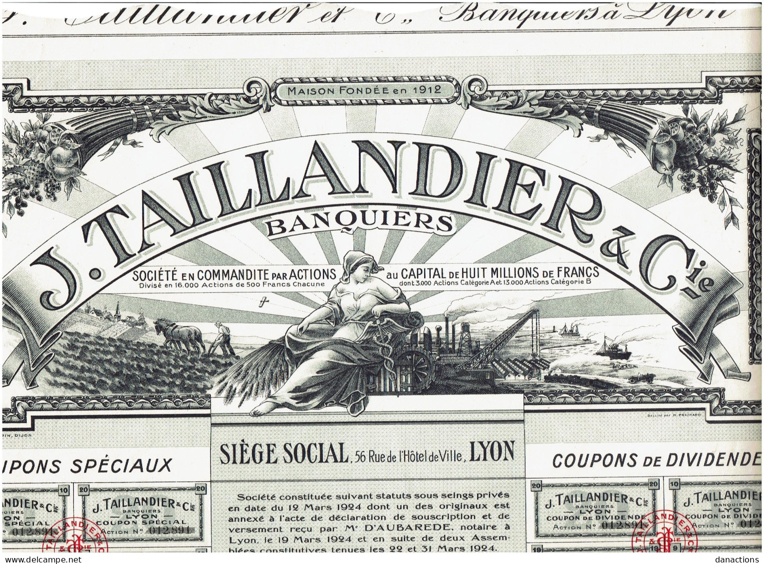 69-TAILLANDIER & CIE. J. ... BANQUIERS    SUPER DECO Par Polinard - Other & Unclassified