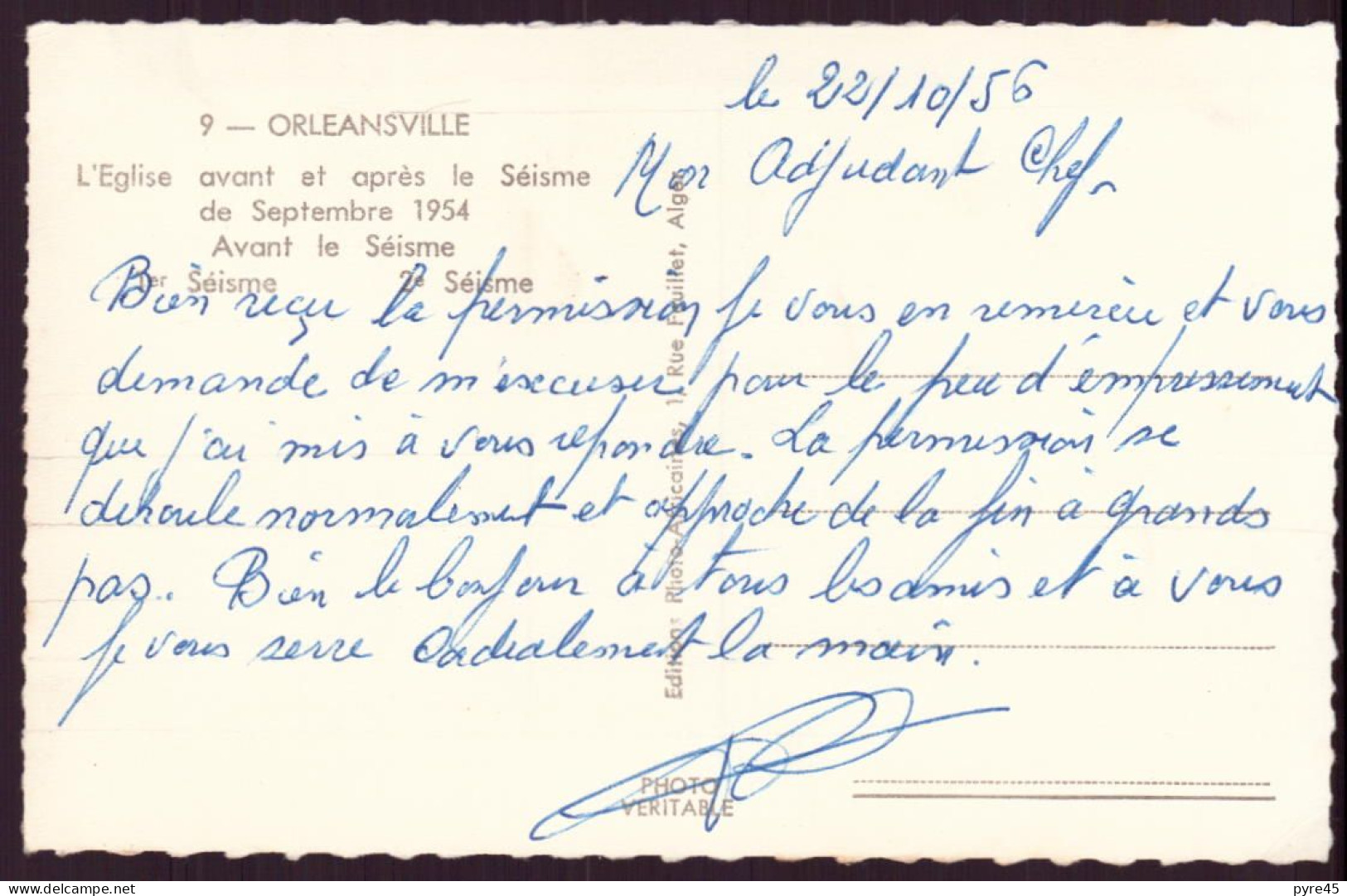 ALGERIE ORLEANSVILLE L EGLISE AVANT ET APRES LE SEISME SEPTEMBRE 1954 - Chlef (Orléansville)