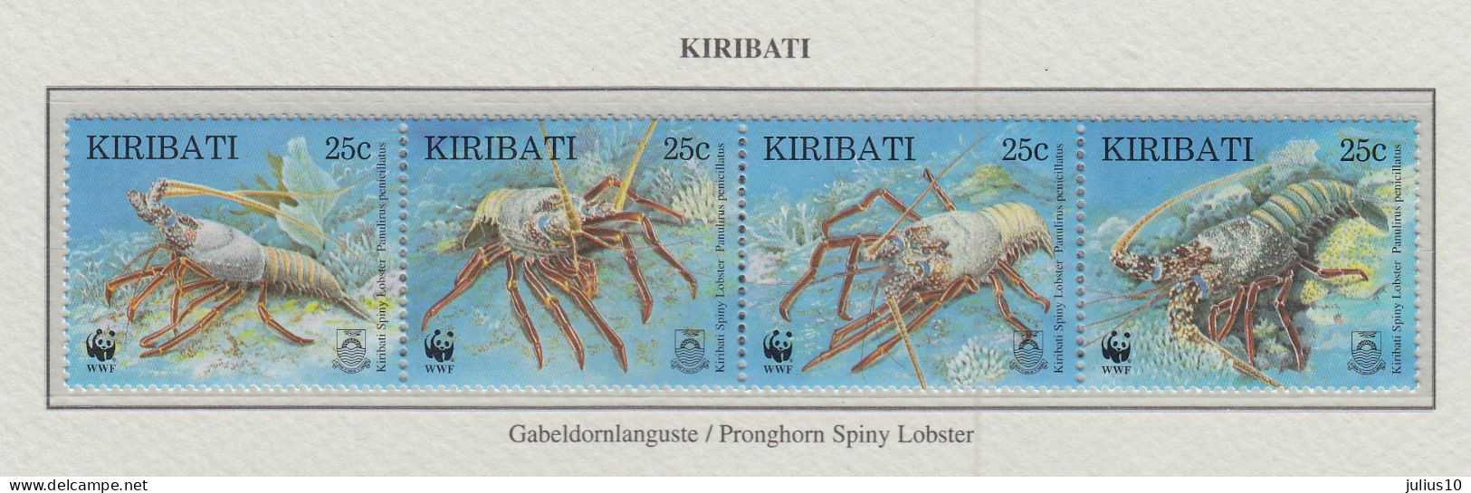 KIRIBATI 1998 WWF Lobster Mi 771-74 MNH(**) Fauna 578 - Marine Life