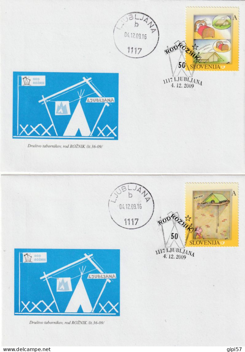 SCOUT SLOVENIA 2009 COMPLETE SET OF 8 FDC WITH SPECIAL CANCEL + PERSONAL STAMPS - Slovenia