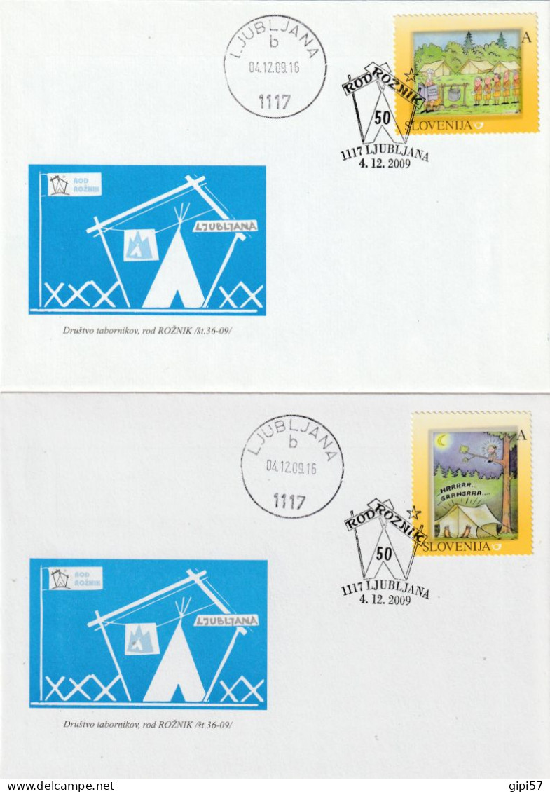 SCOUT SLOVENIA 2009 COMPLETE SET OF 8 FDC WITH SPECIAL CANCEL + PERSONAL STAMPS - Slowenien