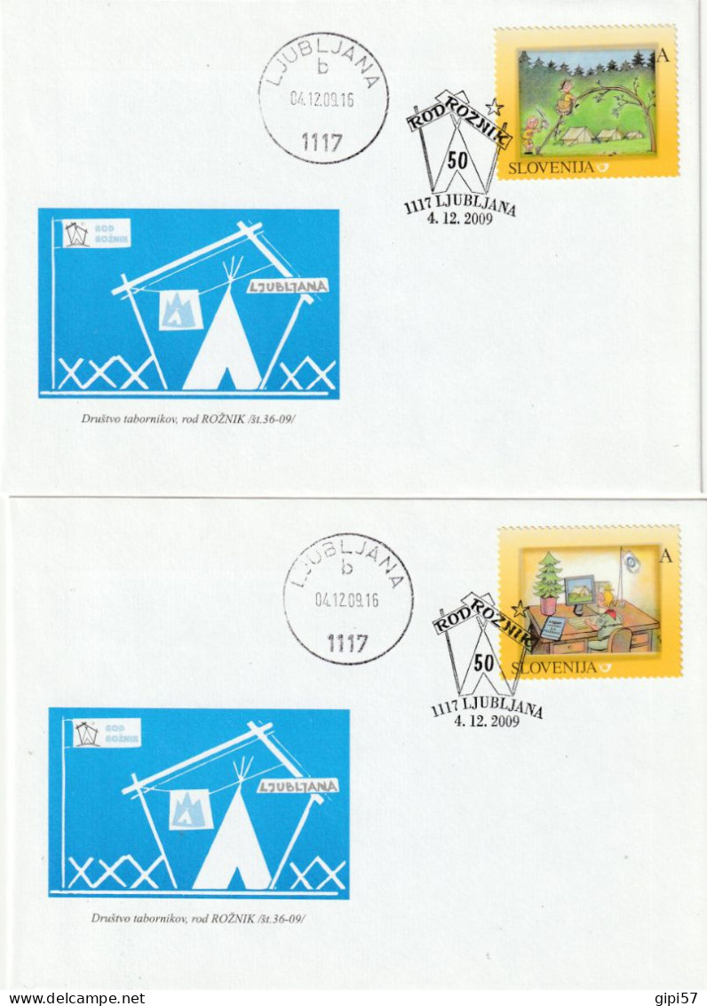 SCOUT SLOVENIA 2009 COMPLETE SET OF 8 FDC WITH SPECIAL CANCEL + PERSONAL STAMPS - Slovenië