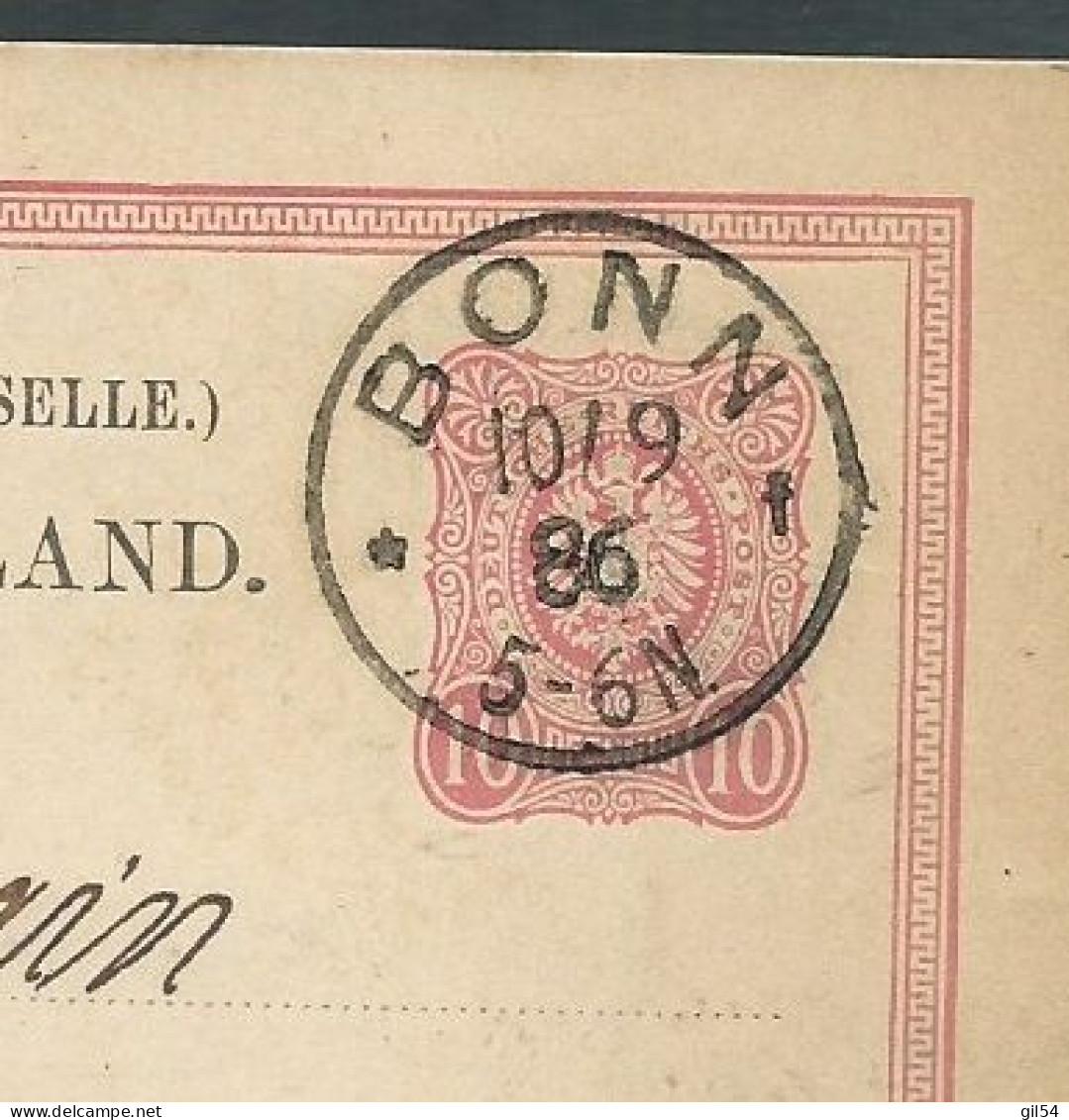ENTIER 10 PFENNING OBLITERE  Bonn  En 1886 Pour Mecheln ( Belgique )  -    LP 32905 - Cartes Postales