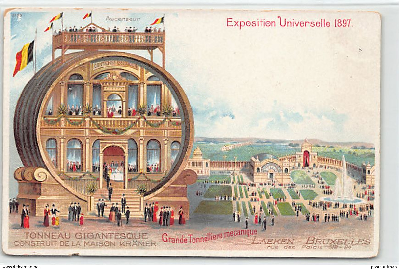 Belgique - Exposition Universelle De Bruxelles 1897 - Tonneau Gignatesque Maison Krämer - Laeken, Rue Des Palais 518 à 5 - Exposiciones Universales
