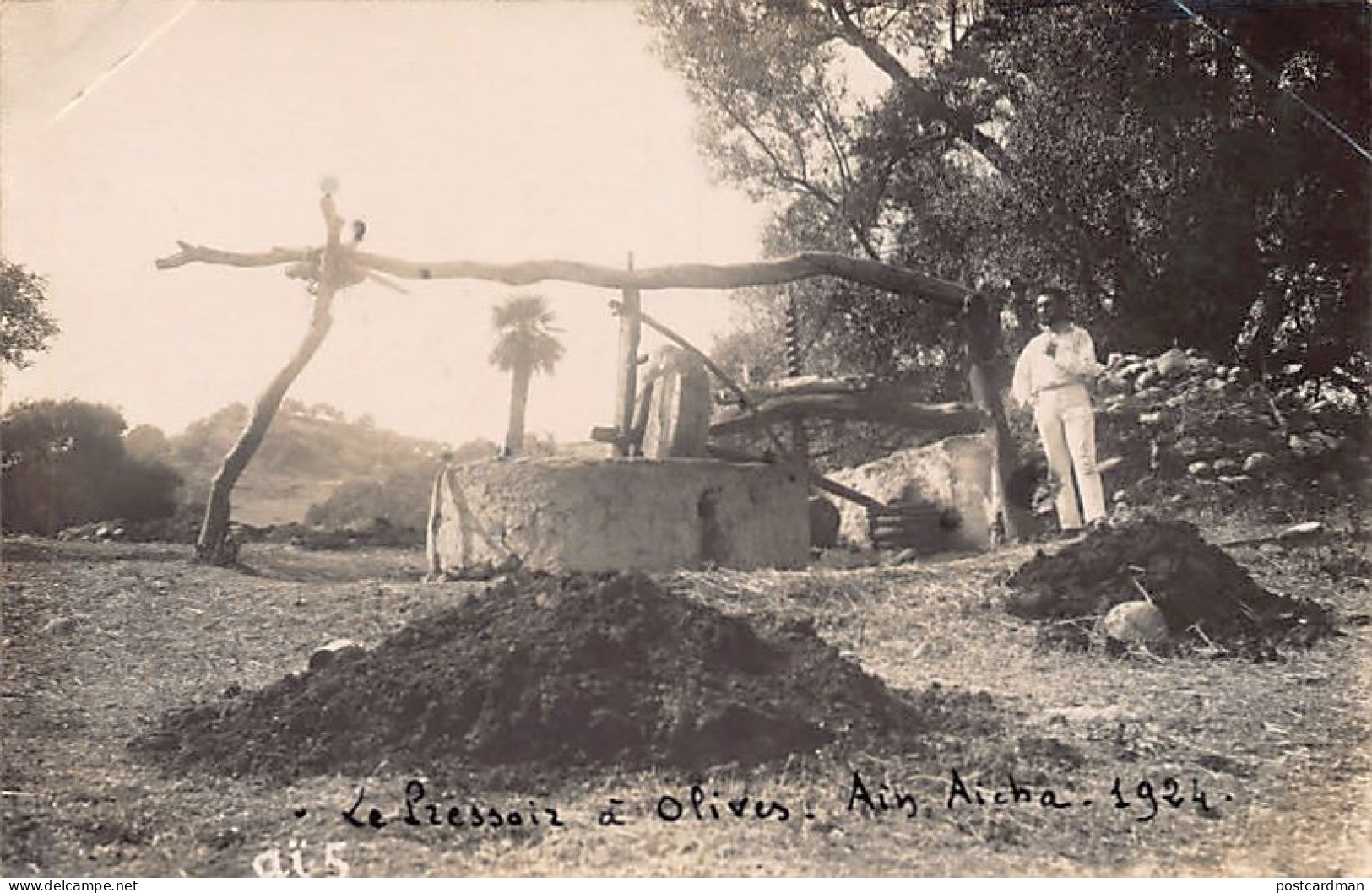 Maroc - AÏN AÏCHA - Le Pressoir à Huile D'olives - CARTE PHOTO Année 1924 - Ed. Inconnu  - Autres & Non Classés