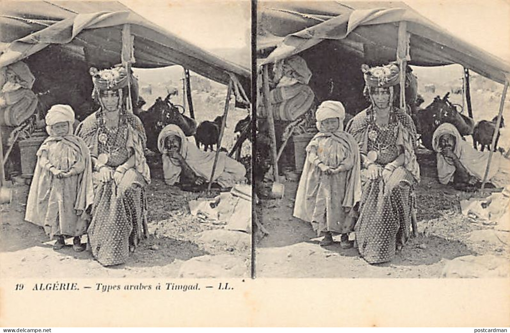 Algérie - Ouled Naïl, Types Arabes à Timgad - CARTE STEREO - Ed. L.L. Lévy 19 - Women