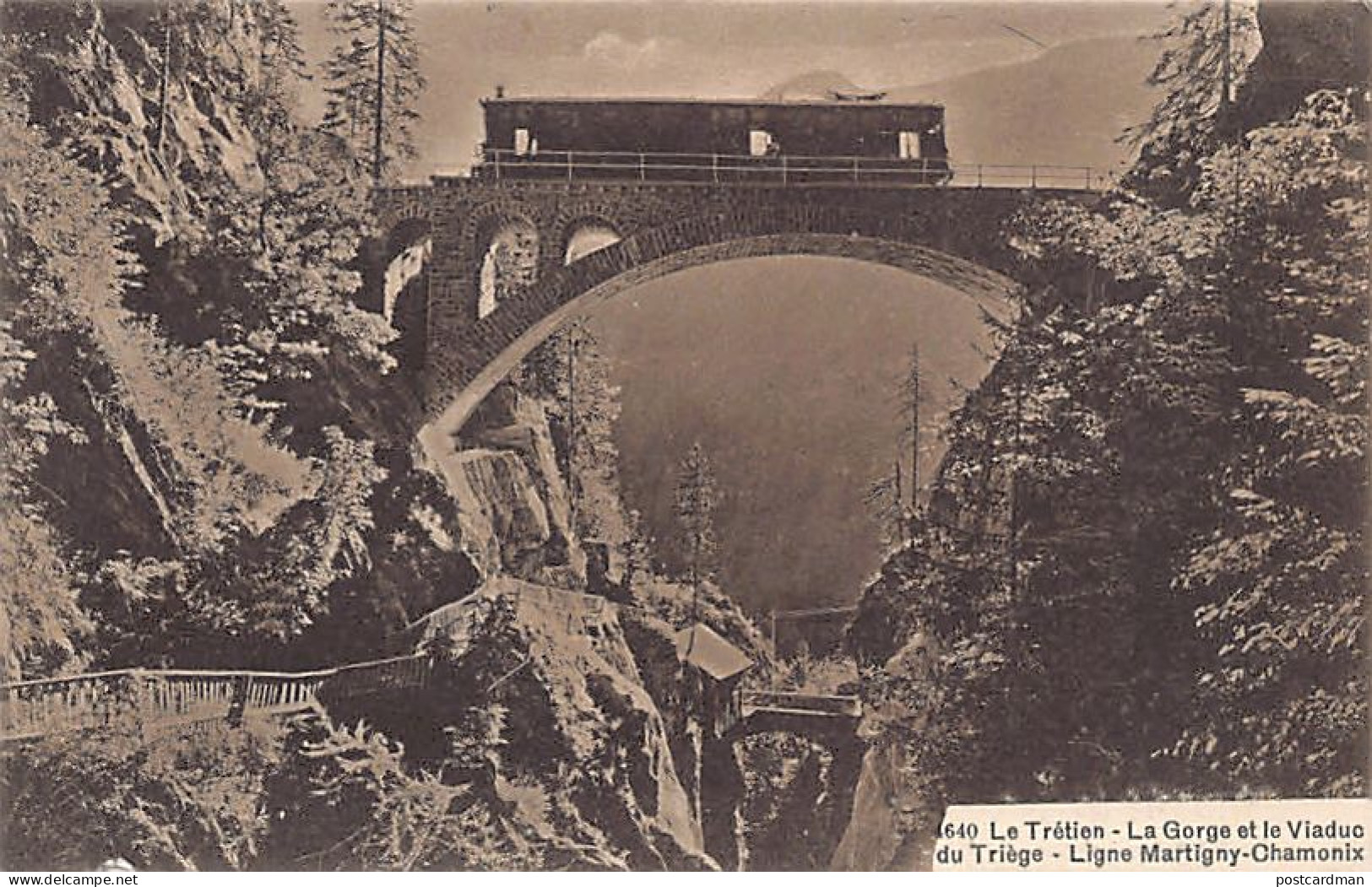 Suisse - LE TRÉTIEN (VS) La Gorge Et Le Viaduc Du Triège - Ligne Martigny Chamonix - Ed. L. Burgy 4640 - Autres & Non Classés