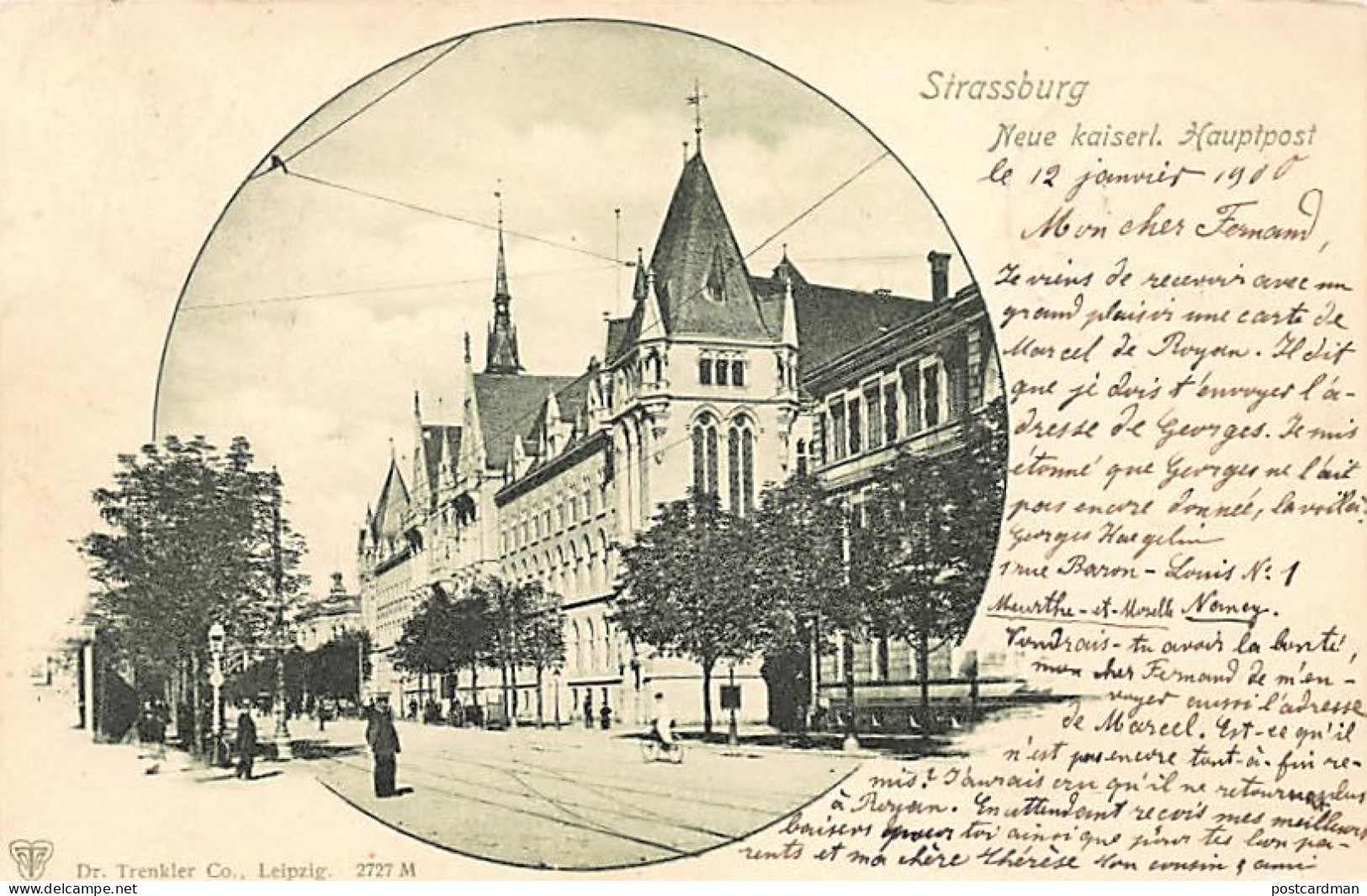 STRASBOURG - Hôtel Des Postes - Neue Kaiserl. Hauptpost - Ed. Dr. Trenkler CO. Leipzig - Strasbourg