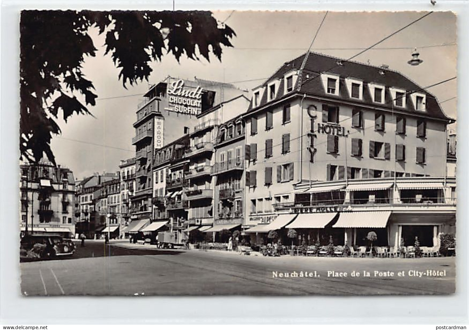 Suisse - NEUCHÂTEL - Place De La Poste Et City-Hôtel - Pub. Chocolat Lindt - Ed. Wehrli 11301 - Neuchâtel