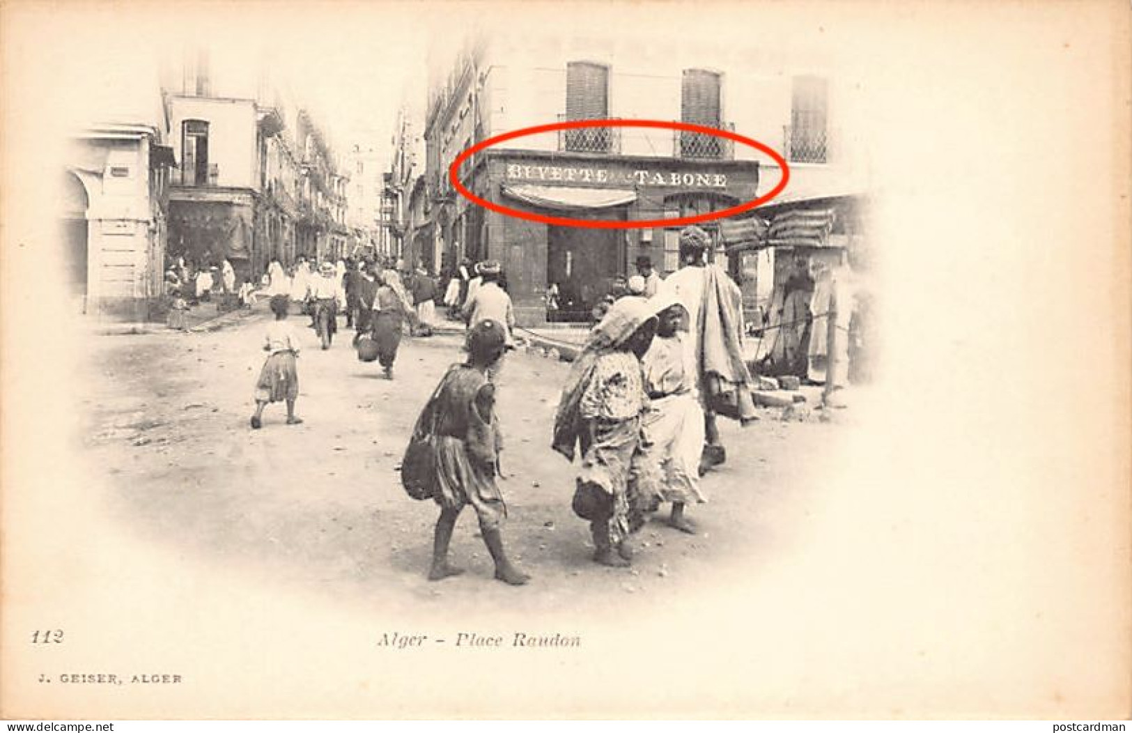JUDAICA - Algérie - ALGER - Buvette Tabone, Place Randon (Quartier De La Synagogue) - Ed. J. Geiser 112 - Jewish