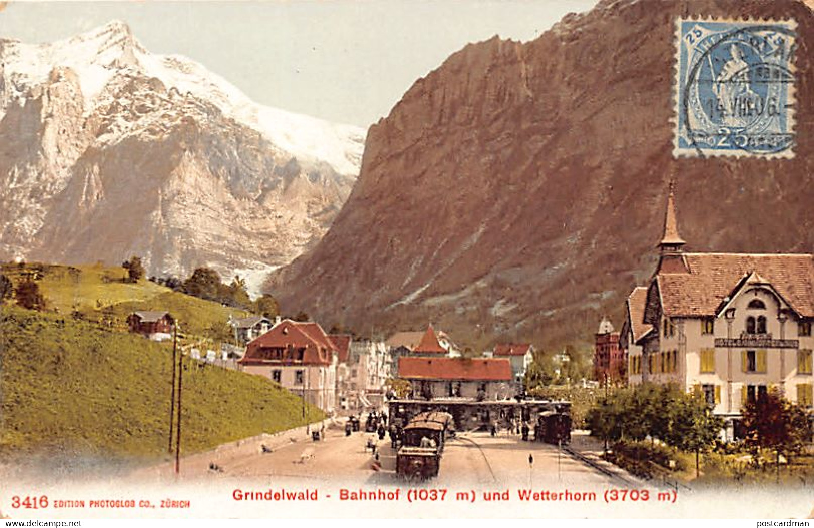Schweiz - GRINDELWALD (BE) Bahnhof Und Wetterhorn - Verlag Photoglob 3416 - Grindelwald