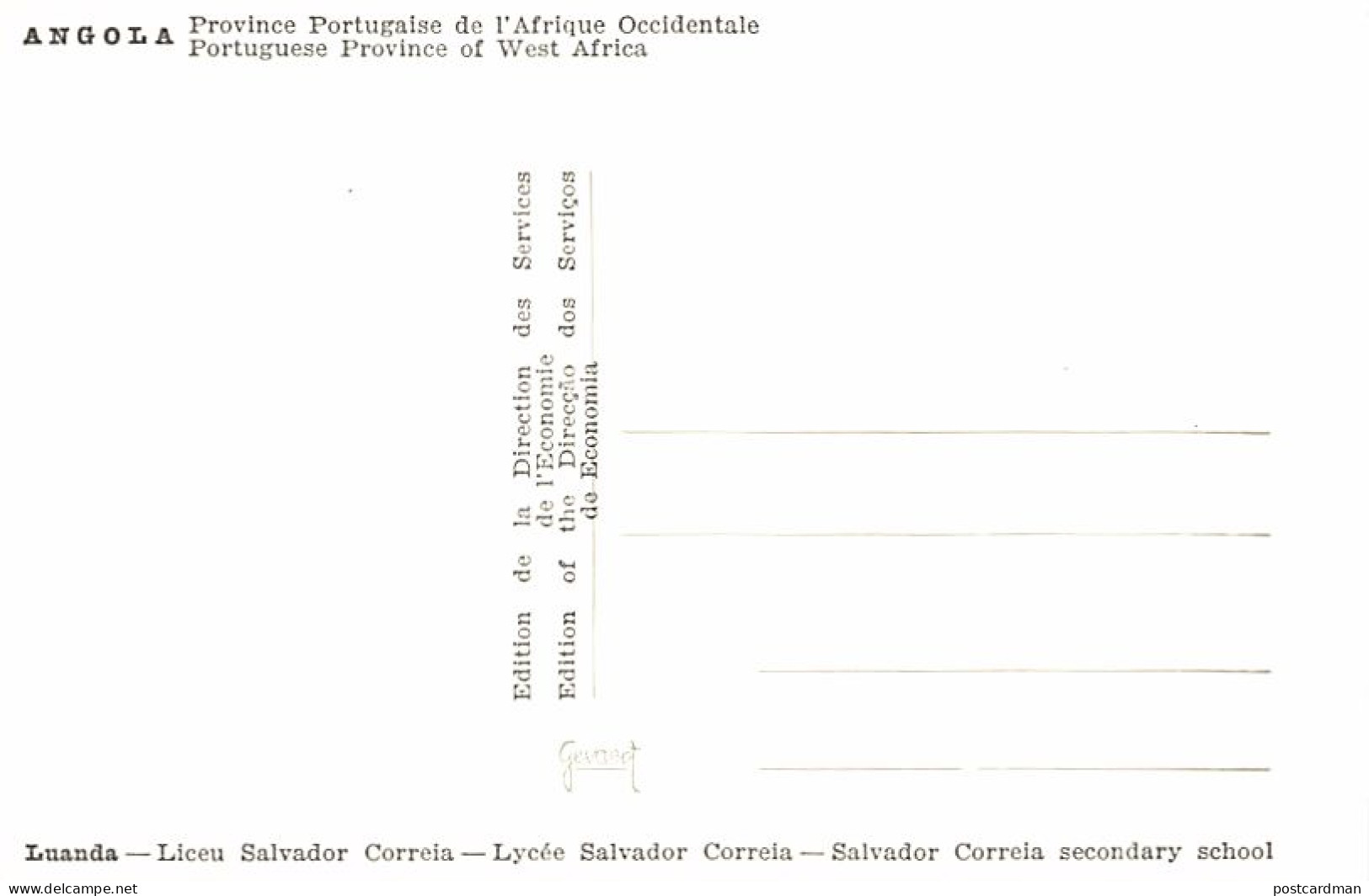 Angola - LUANDA - Salvador Correia Secondary School - Publ. Direcçao Dos Serviços De Economica  - Angola