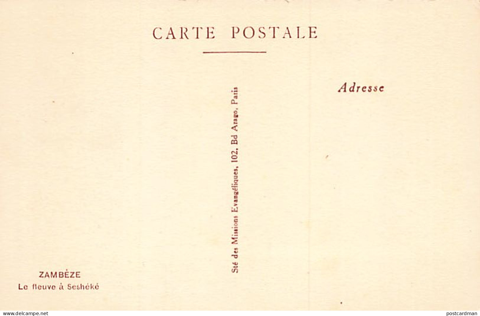 Zambia - The Zambezi River In Sesheke - Publ. Société Des Missions Evangéliques  - Sambia