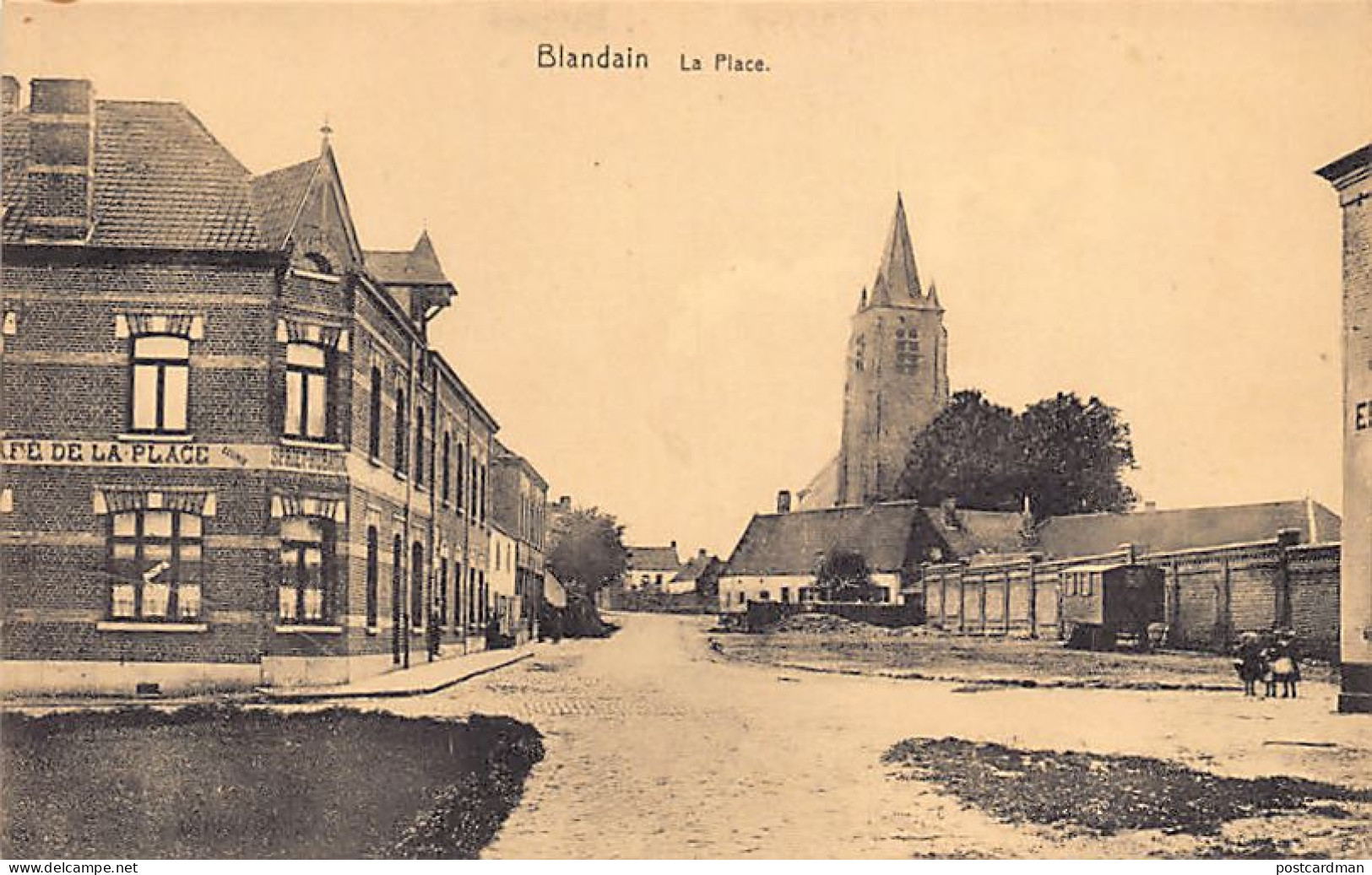 BLANDAIN (Hainaut) La Place - Café Spriet-Rubaux - Ed. Joveneau  - Other & Unclassified