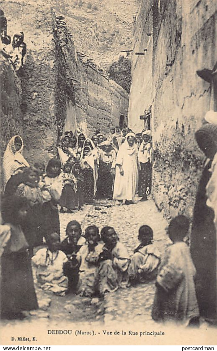 JUDAICA - Maroc - DEBDOU - Femmes Et Enfants Juifs Dans La Rue Principale - Ed. D. Millet  - Jodendom