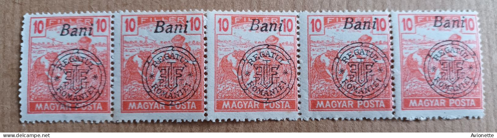 Magyar Kir Posta / Surcharge Regatul Romaniei (Bloc 5 Timbres Neufs) - Unused Stamps