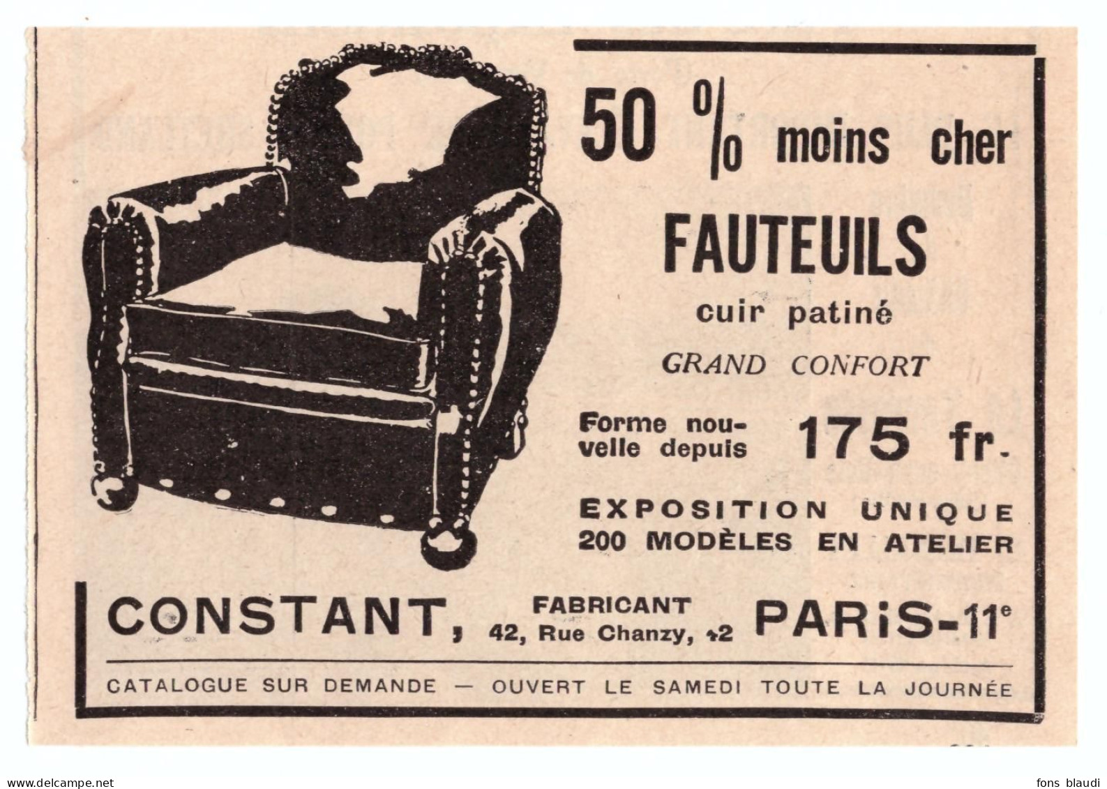 1932 - Publicité - Conqtant Fabricant De Meubles Au 42 Rue Chanzy à Paris 11ème - Advertising