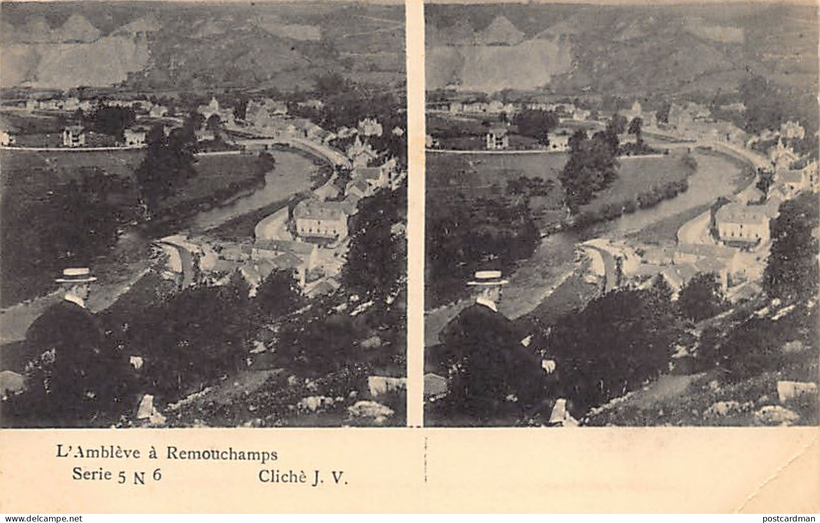 Belgique - REMOUCHAMPS (Liège) L'Amblève - Carte Stéréoscopique - Cliché J.V.  - Ed. H.C.R. Série 5 N. 6 - Otros & Sin Clasificación