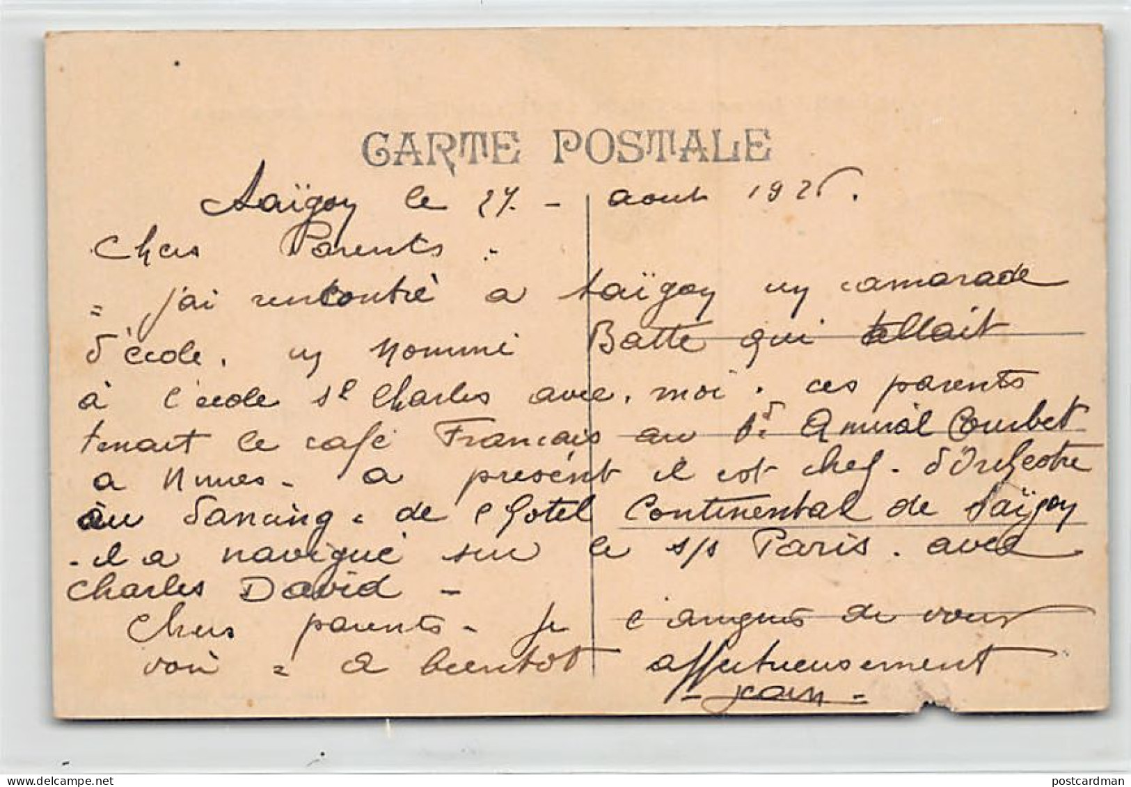 Viet-Nam - SAIGON - Départ Du S.S. Porthos Des Messageries Maritimes - UNE PETIT DÉFAUT EN BAS À GAUCHE Voir Les Scans P - Viêt-Nam