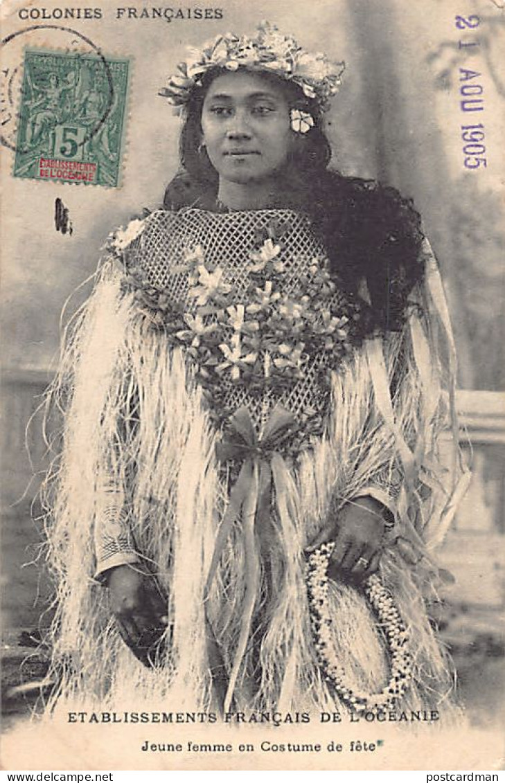Polynésie - Jeune Femme En Costume De Fête - Ed. Inconnu  - Polynésie Française