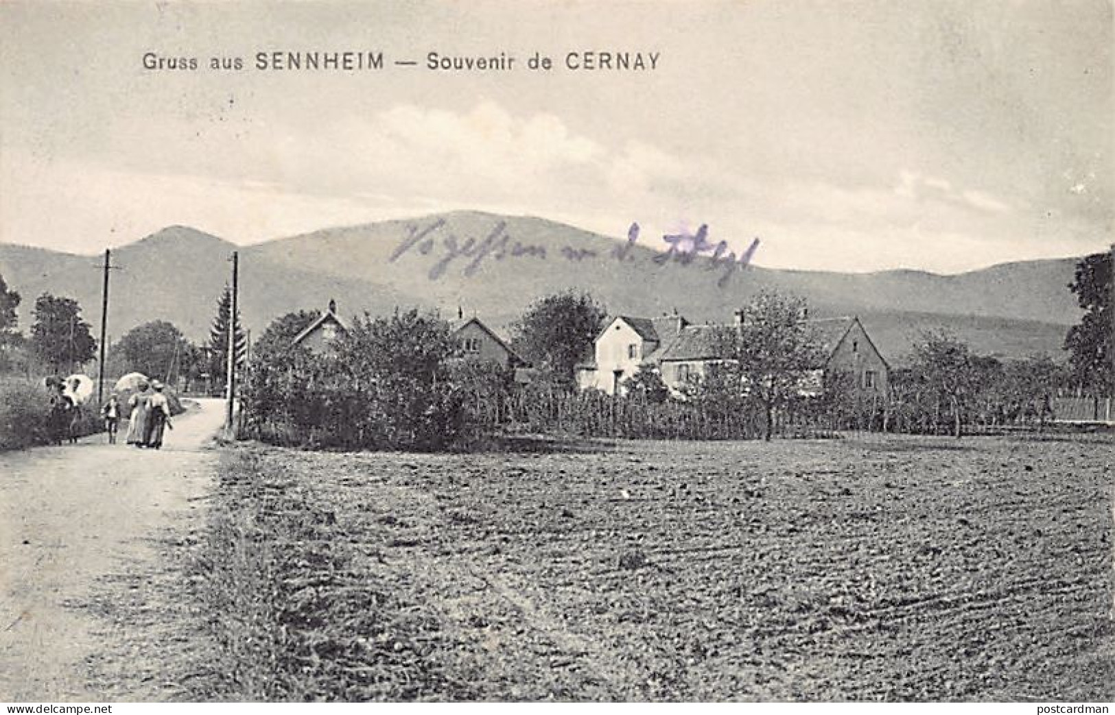 Cernay (68) Souvenir De Cernay Gruss Aus Sennheim Entrée Du Village - Cernay