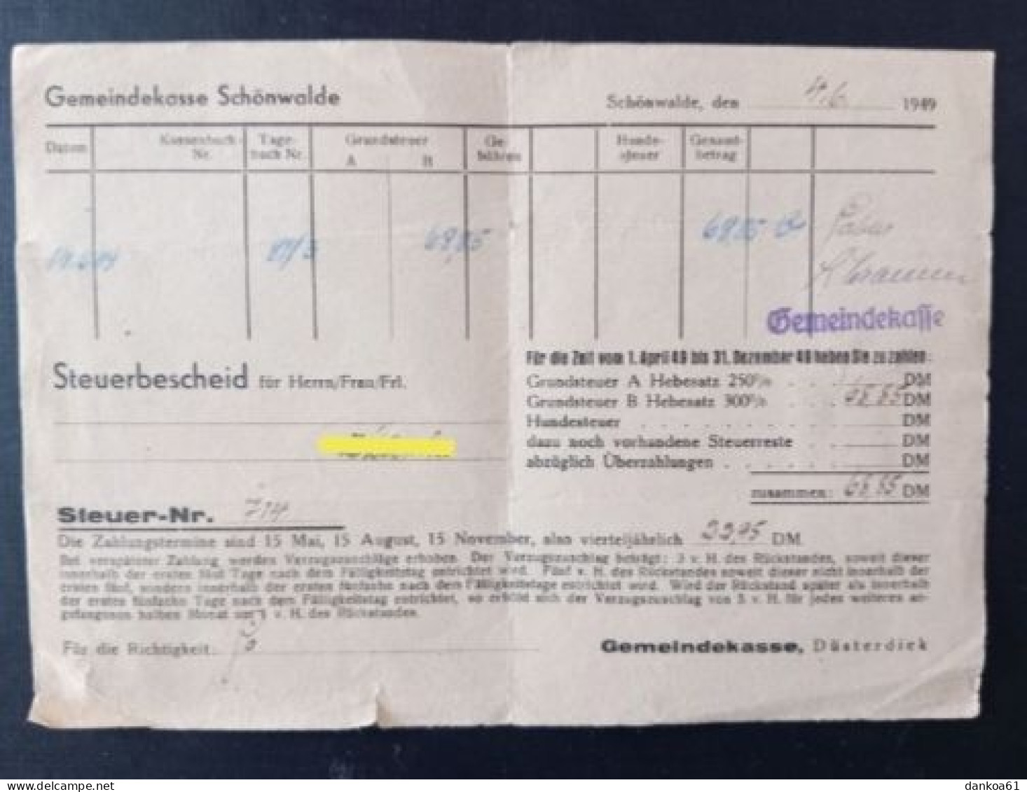 SBZ Gemeindekasse Schönwalde über Falkensee Nach Berlin Spandau 17.6.49. - Lettres & Documents