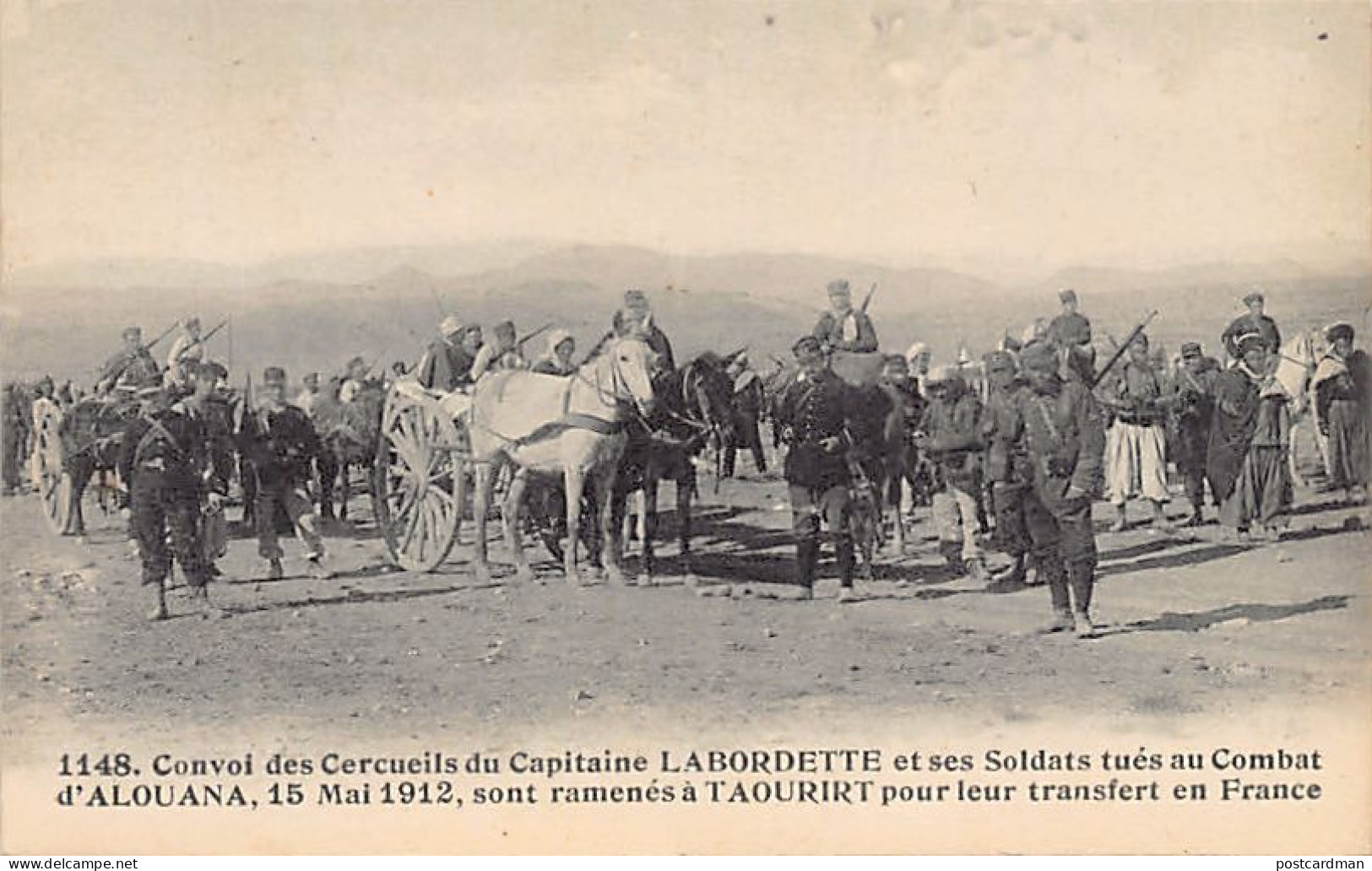 Maroc - Convoi Des Cercueils Du Cap. Labordette Et Ses Soldats Tués Au Combat D'Alouana, 15 Mai 1912, Sont Ramenés à Tao - Otros & Sin Clasificación