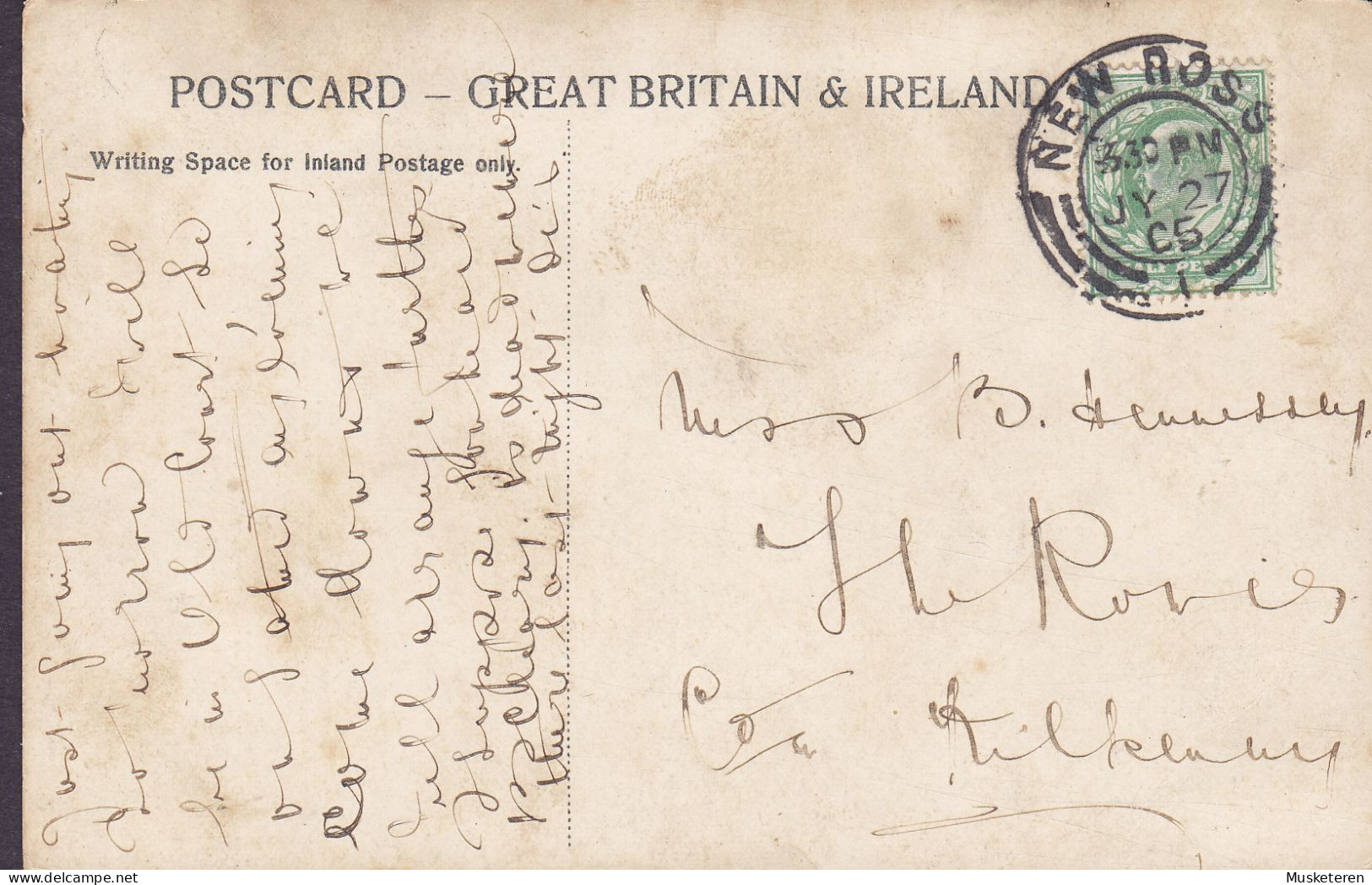 Ireland Vorläufer United Kingdom PPC Dublin. Custom House & Quays NEW ROSS 1905 KILKENNY Edw. VII. Stamp (2 Scans) - Dublin