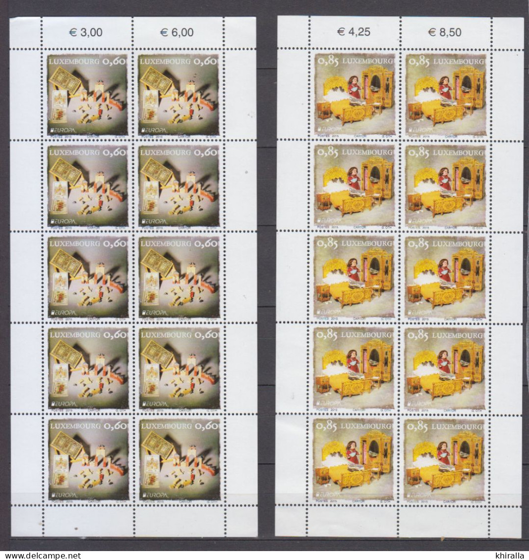 LUXEMBOURG   2015  EUROPA        N°  1998 / 1999    Feuille De 10    ( Neuf Sans Charnieres )    COTE  45 € 00 - Unused Stamps