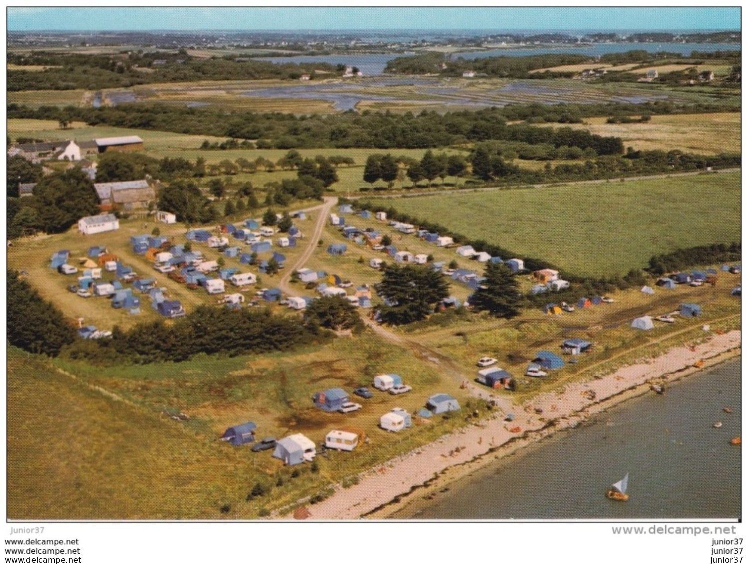 2 Cartes De Larmor-Baden, Camping "Ker Eden " , Caravanes & Vue  De Pen-Lannic, Port, Voitures - Larmor-Plage