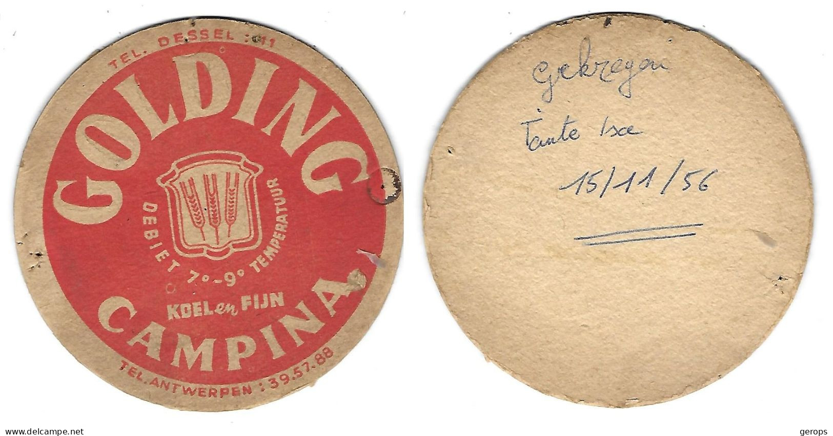 1009a Brij. Campina Dessel Golding Dia 108(rv Beschreven Gaatjes) - Bierdeckel