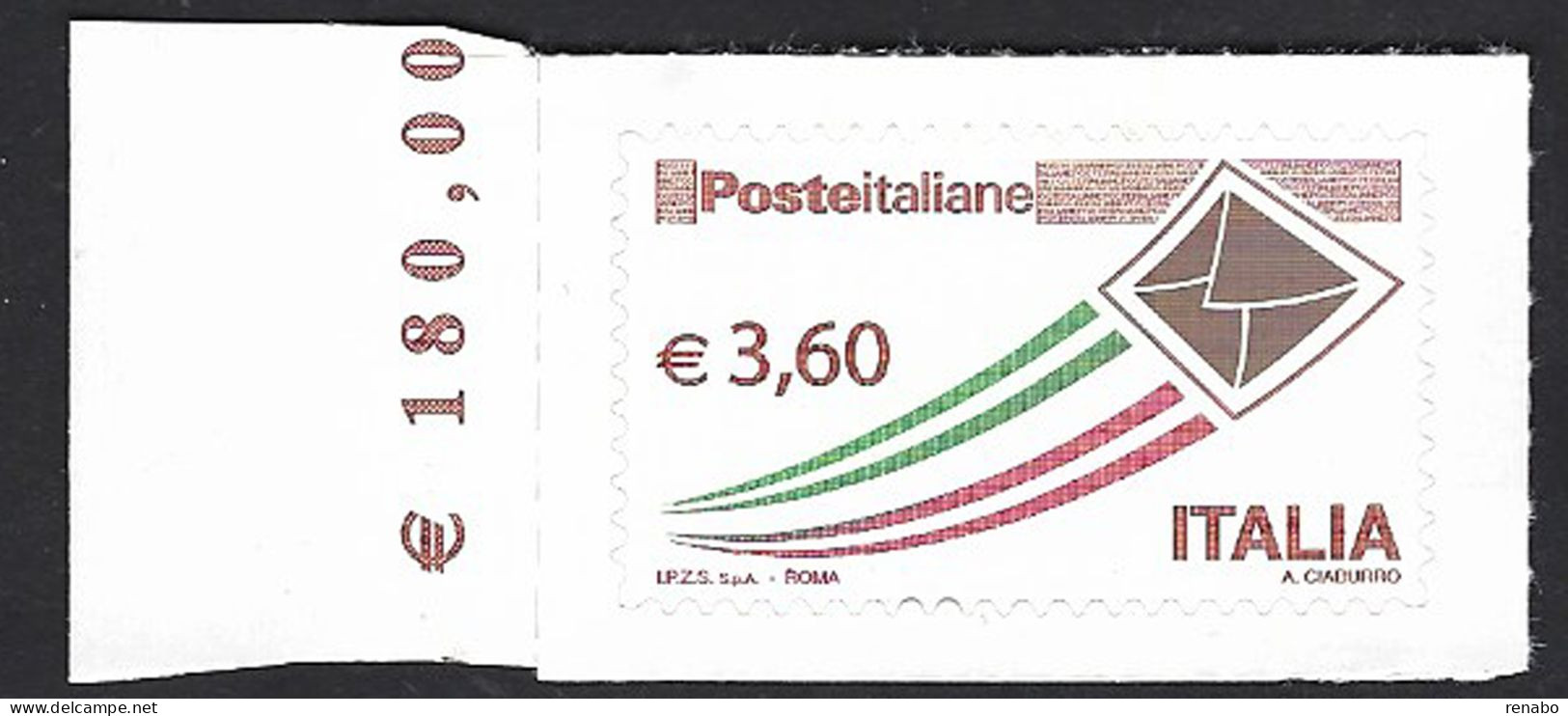 Italia 2013; Posta Italiana Busta Che Vola Da € 3,60 ; Bordo Sinistro. - 2011-20:  Nuevos