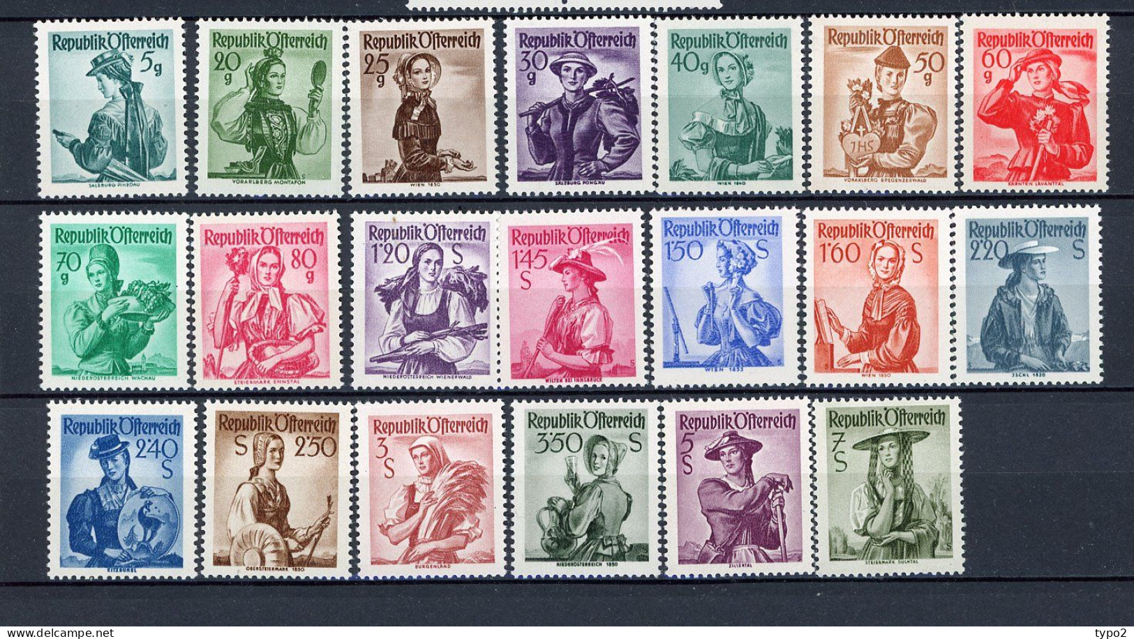 AUTRICHE - 1958  Yv. N° 882 à 900A, Sauf 883 (10g) X 4 Papier Blanc  *  Régions Cote  25 Euro  TBE 2 Scans - Unused Stamps