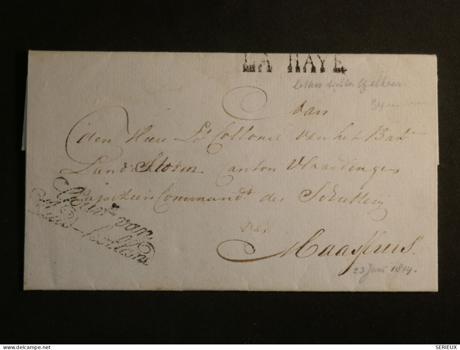 DN18 NEDERLAND    BELLE  LETTRE RR  1814    LA HAYE   +C. ROUGE + AFF. INTERESSANT +++ - ...-1852 Precursores