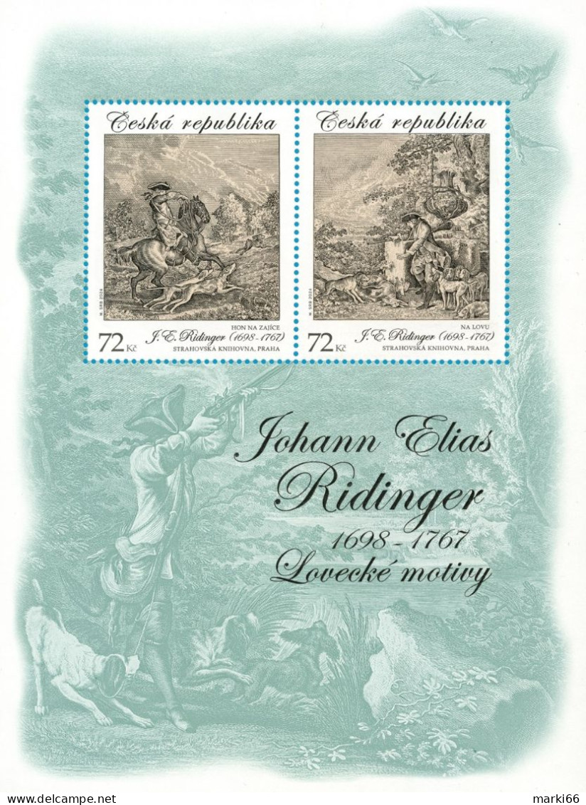 Czech Republic - 2024 - Art On Stamps - Johann Elias Ridinger - Hunting Scenes - Mint Souvenir Sheet - Ungebraucht
