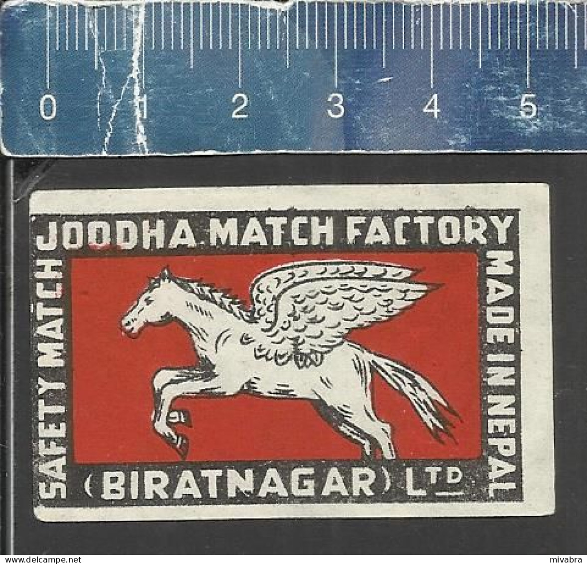 WINGED HORSE ( PEGASUS )  - OLD VINTAGE MATCHBOX LABEL MADE IN NEPAL JOODHA MATCH FACTORY - Cajas De Cerillas - Etiquetas