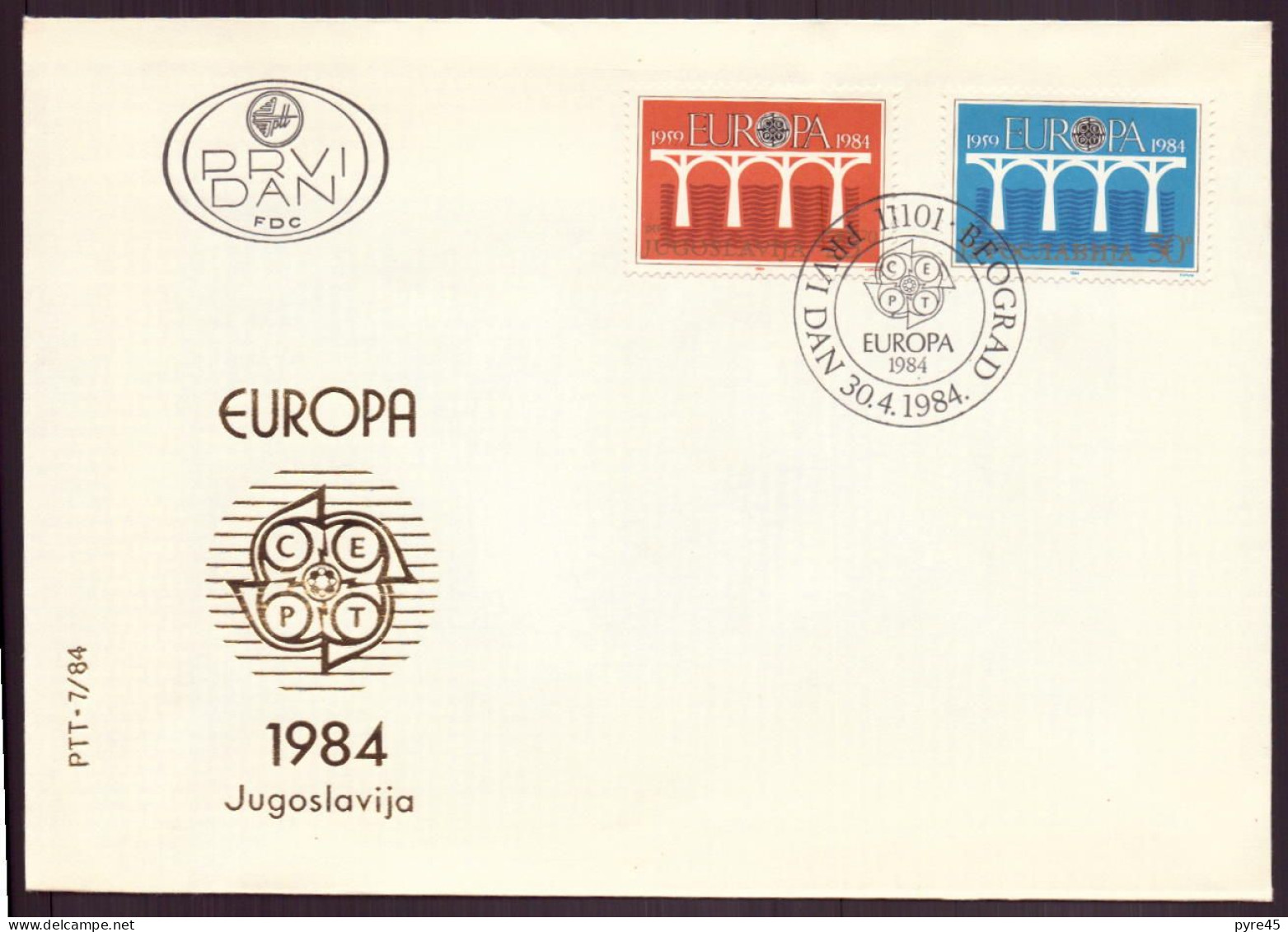 Yougoslavie, FDC, Enveloppe Du 30 Avril 1984 à Belgrade " Europa " - FDC