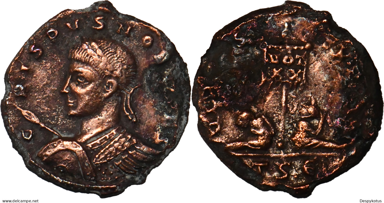 ROME - Centenionalis - CRISPUS - Captifs Assis - VOT XX - Thessalonique (TSE) - 19-164 - El Imperio Christiano (307 / 363)