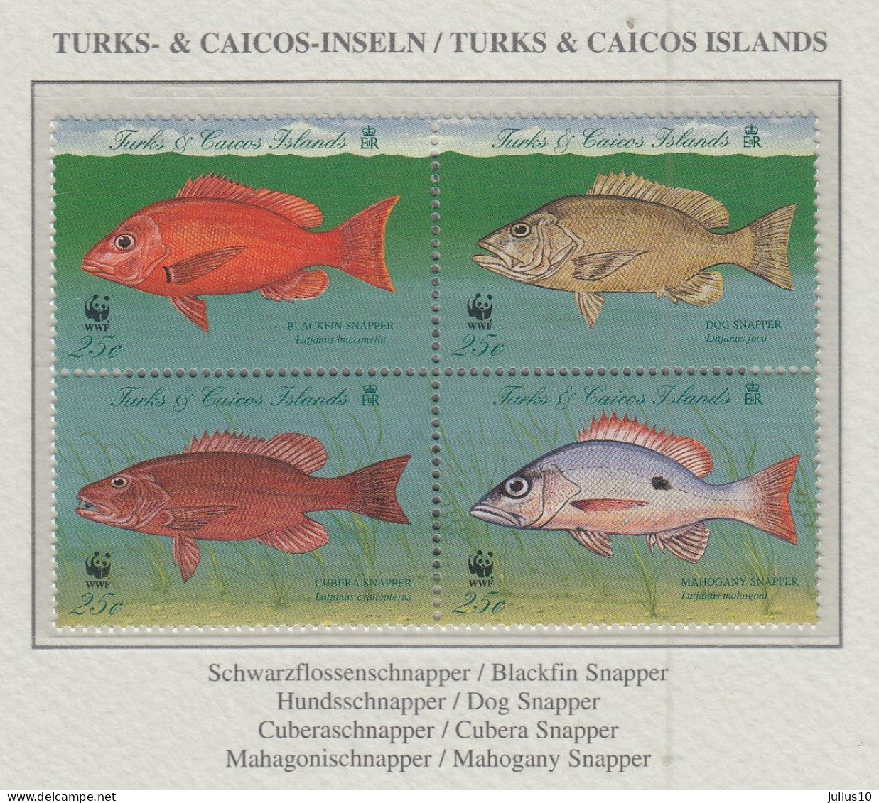 TURKS CAICOS ISLANDS 1998 WWF Fishes Mi 1404-1407 MNH(**) Fauna 582 - Poissons