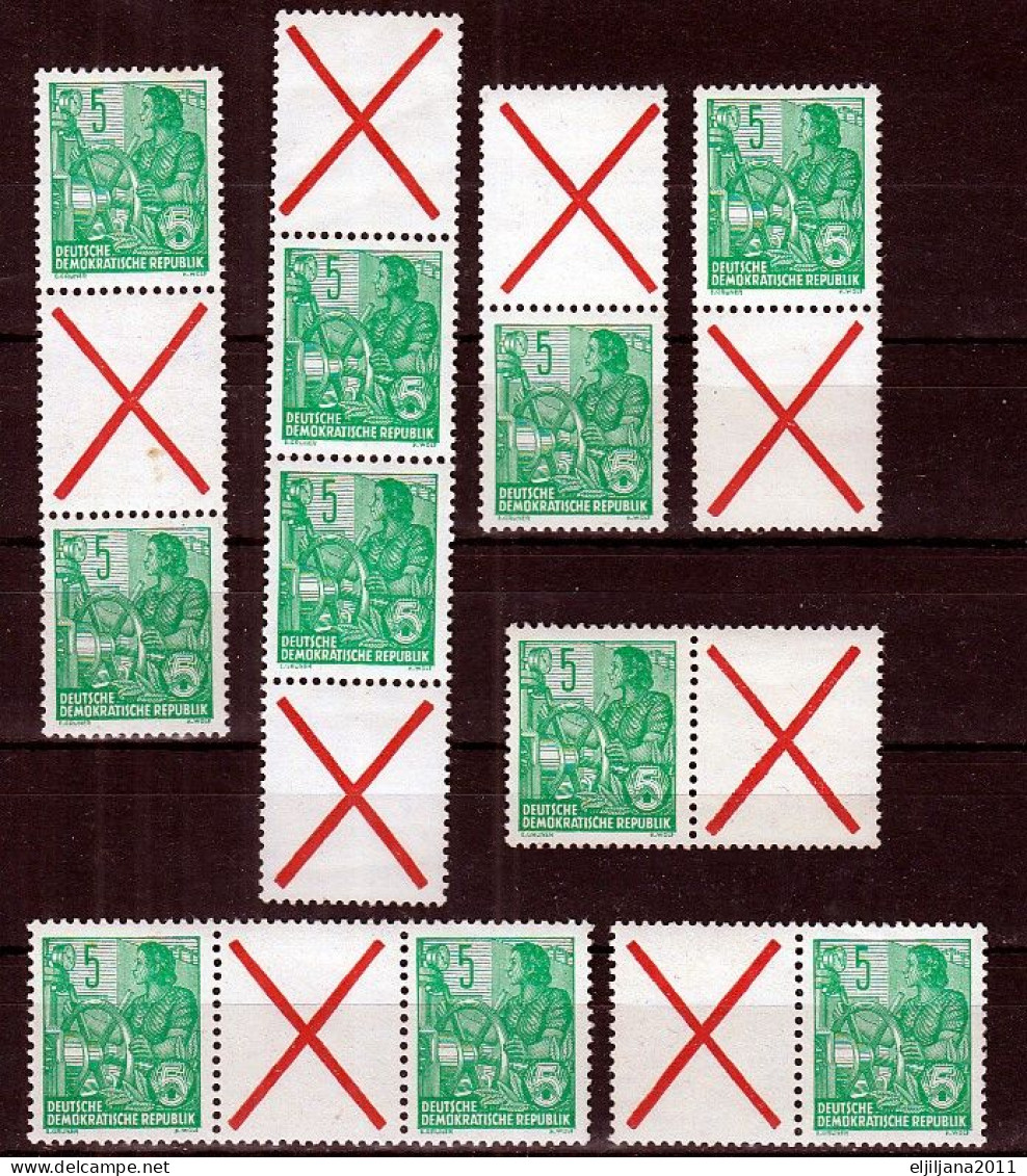 DDR - East Germany 1957 ⁕ Five-year Plan / Fünfjahrplan Mi.577 A Perf. 13:12½ ⁕ 10v MNH With Pendant X Variants - Unused Stamps