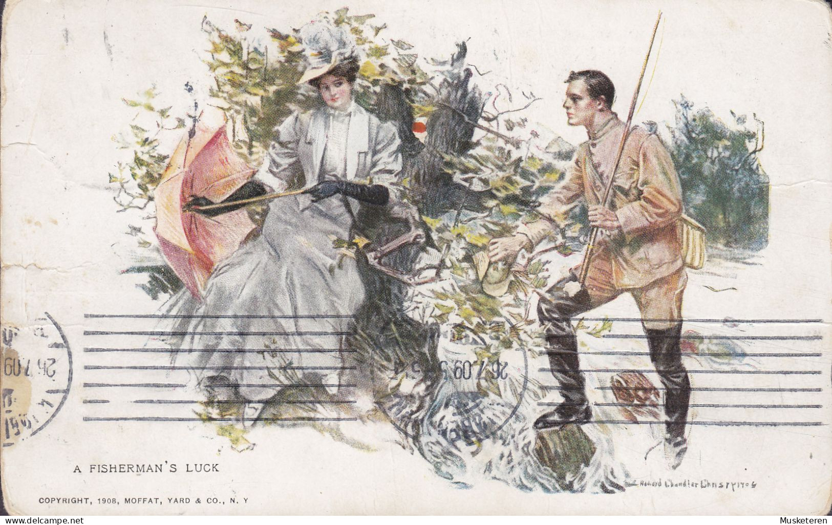 United States PPC A Fisherman's Luck Artist : Harold Chandler Cristy 1906. Purple TIVOLI Postkort Kiosk KJØBENHAVN 1909 - Other & Unclassified
