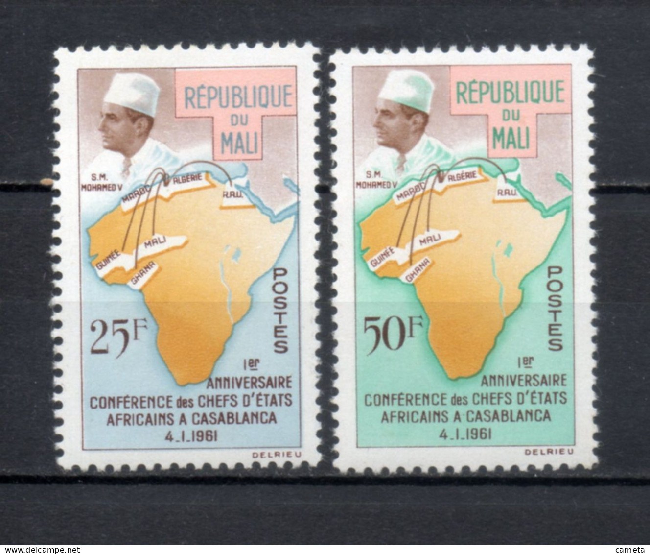 MALI  N° 31 + 32   NEUFS SANS CHARNIERE  COTE 1.50€   MOHAMED V  CARTE AFRIQUE - Malí (1959-...)