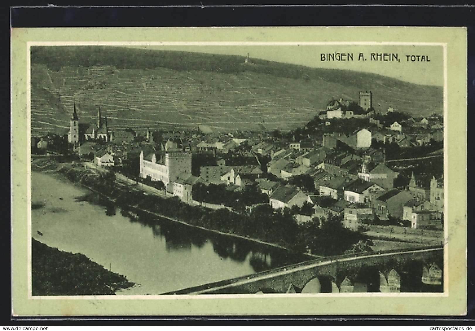 AK Bingen Am Rhein, Totalansicht Mit Brücke  - Bingen