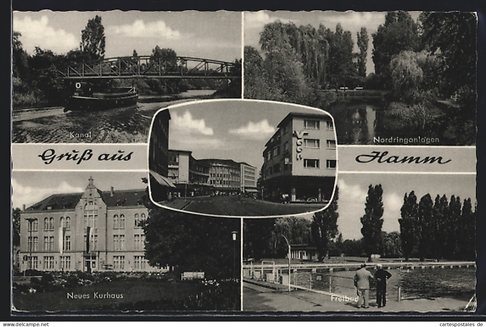 AK Hamm / W., Kanal, Nordringanlagen, Freibad Und Kurhaus  - Hamm