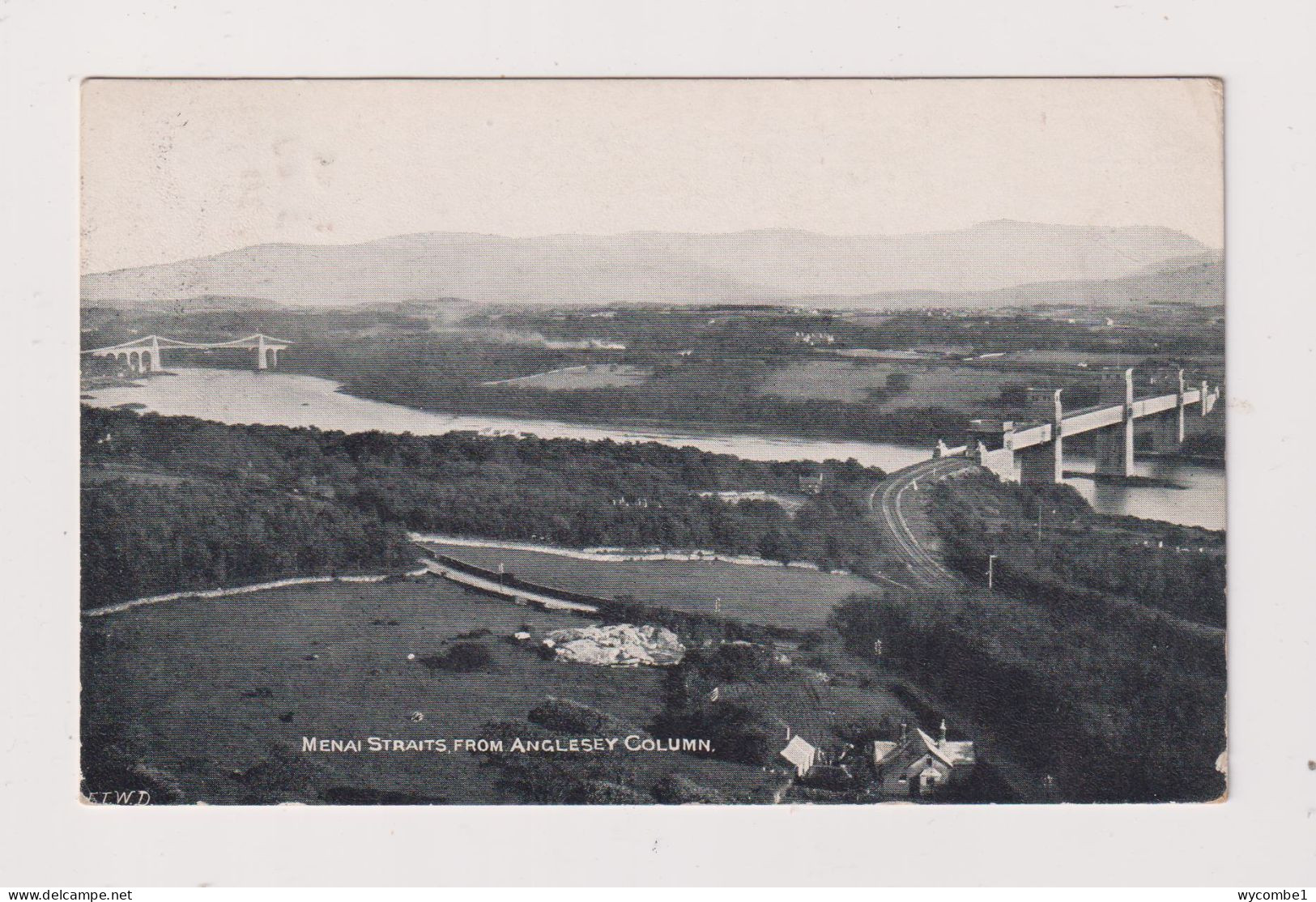 WALES -  Anglesey Column Menai Straits Used Vintage Postcard - Anglesey