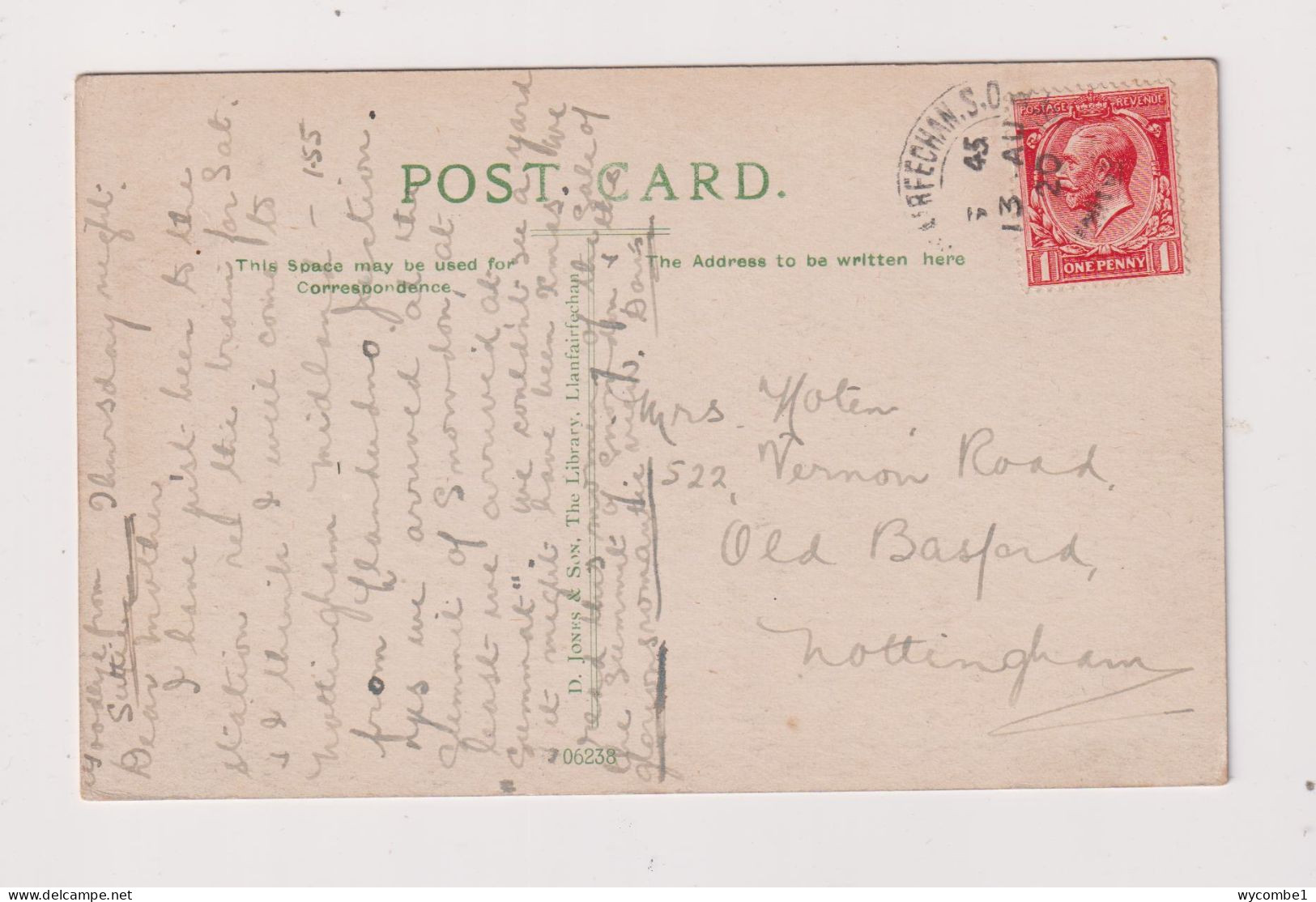 WALES -  Anglesey Column Menai Straits Used Vintage Postcard - Anglesey