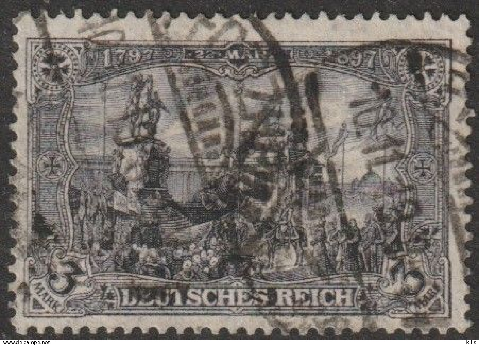 Deut. Reich: 1905, Mi. Nr. 96 AI, Freimarke: 3 Mk. Kaiser Wilhelm, Denkmal  Gestpl./used - Gebraucht