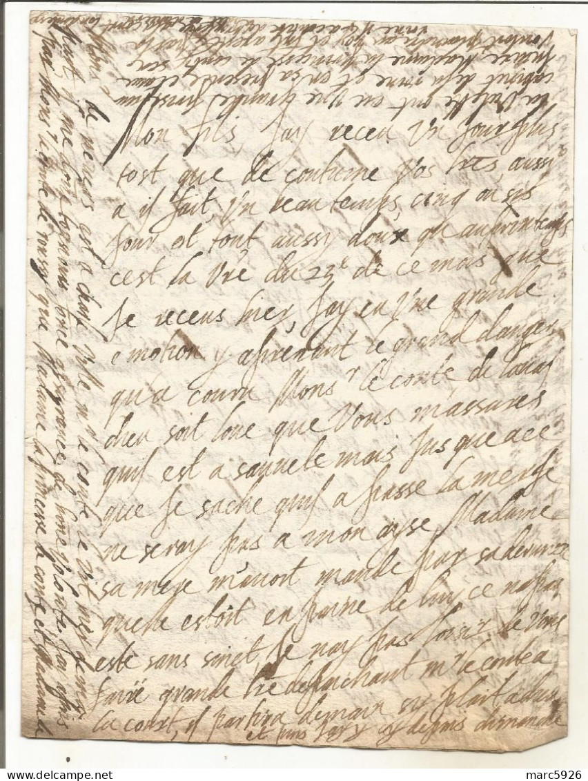 N°1999 ANCIENNE LETTRE DE ELISABETH DE NASSAU A SEDAN AU DUC DE BOUILLON AVEC CACHET DE CIRE DATE 1624 - Historical Documents