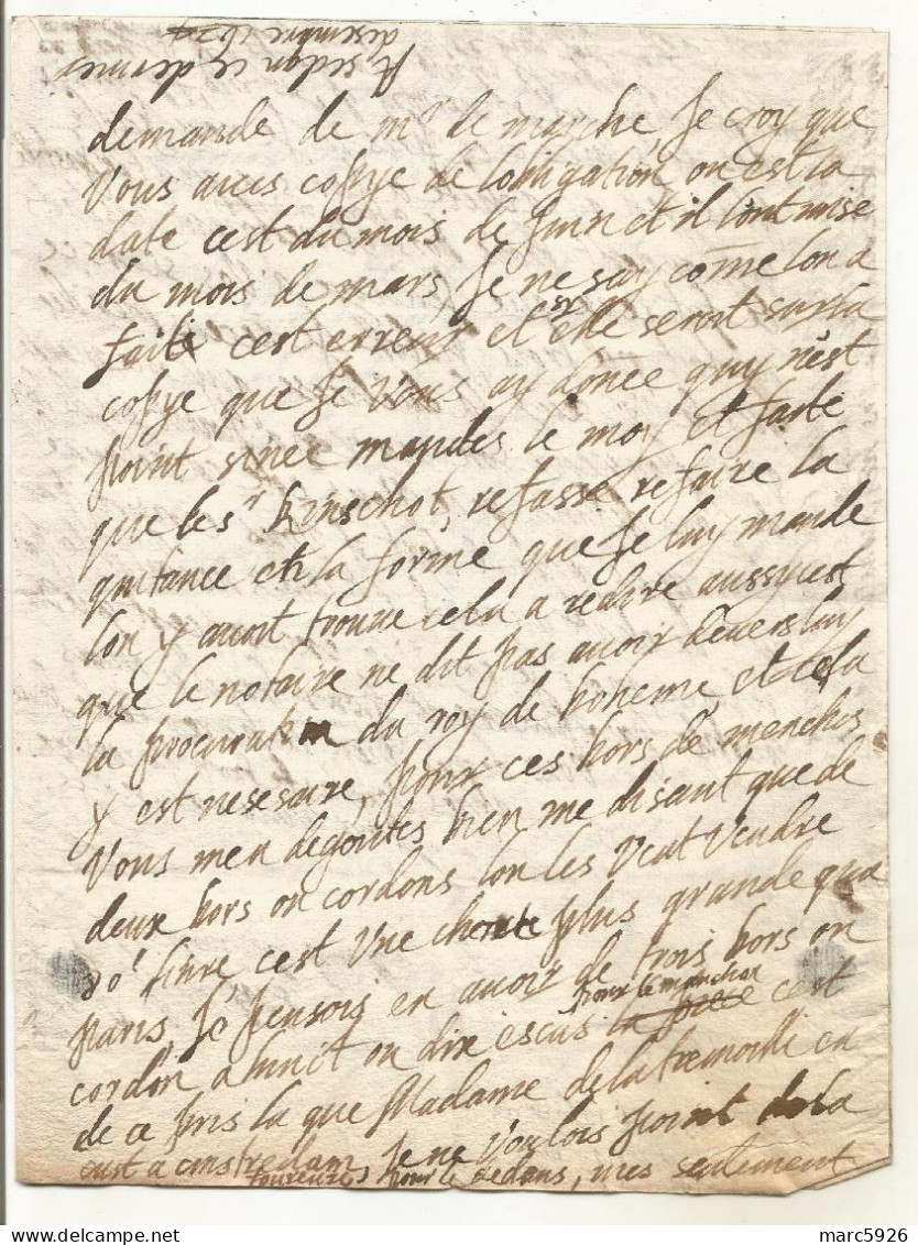 N°1999 ANCIENNE LETTRE DE ELISABETH DE NASSAU A SEDAN AU DUC DE BOUILLON AVEC CACHET DE CIRE DATE 1624